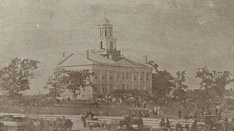 A historic view of the Old Capitol in the 1850s