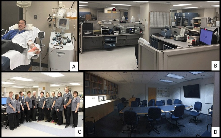 A collage of photos from the Blood Center