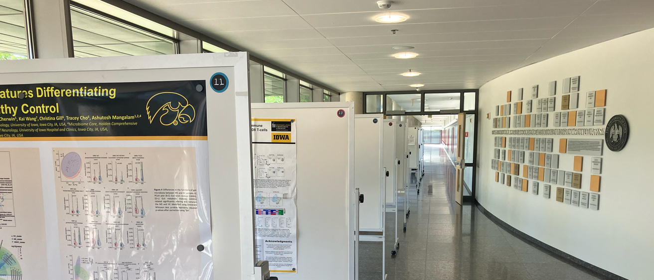 A row of posters in the medical education research building