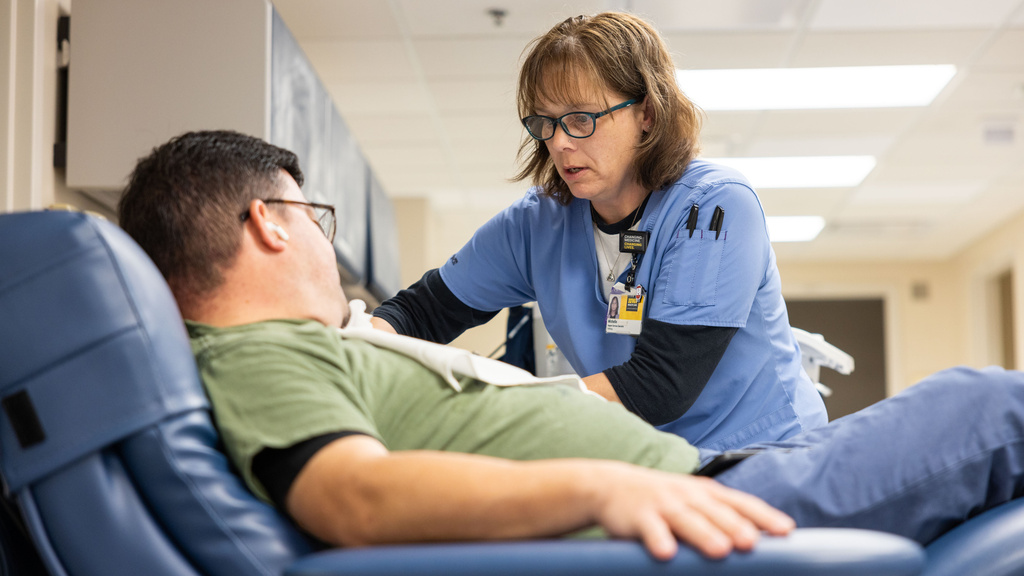 A person donating blood