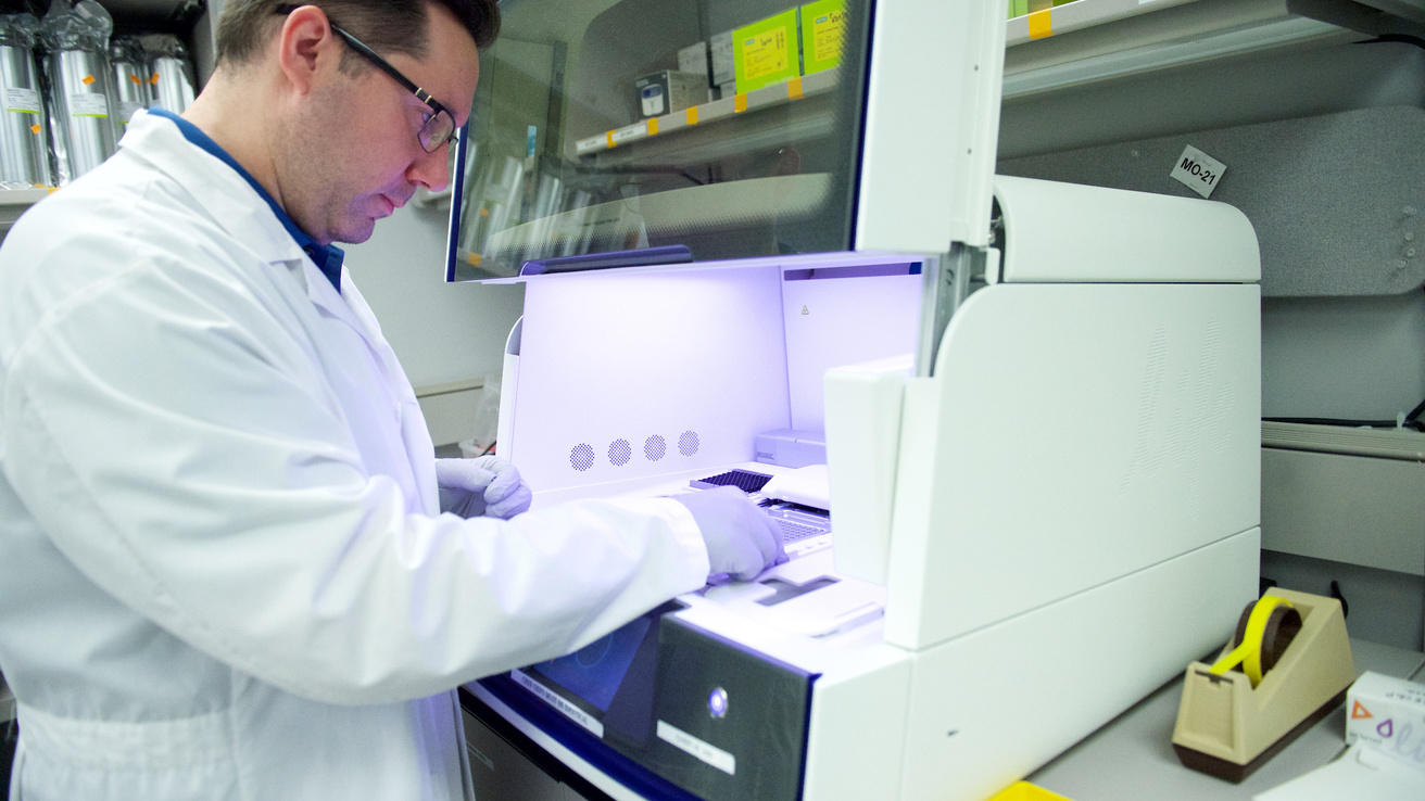 A person using lab equipment